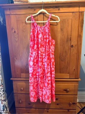 Time and Tru Red and Pink Floral Trapeze Sundress